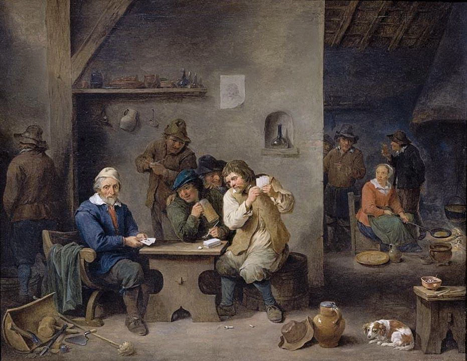 Uomini che giocano in una taverna